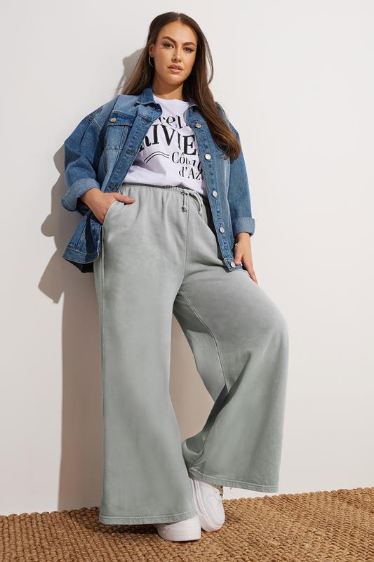 Evans YOURS Curve Grey Wide Leg Joggers