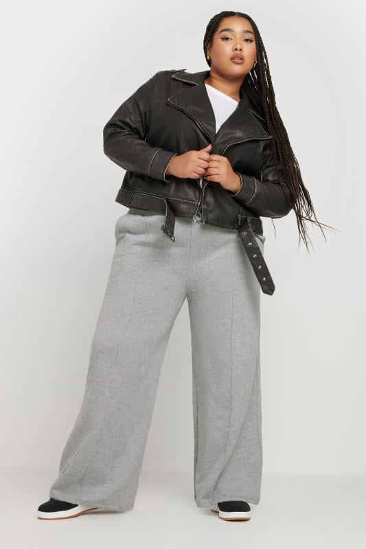 Evans YOURS Curve Grey Wide Leg Joggers