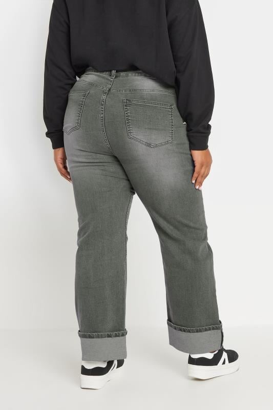 Evans YOURS Curve Grey Wide Leg Turn Up Jeans