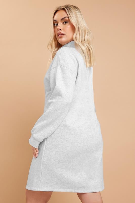 Evans YOURS Curve Grey Zip Neck Jumper Dress