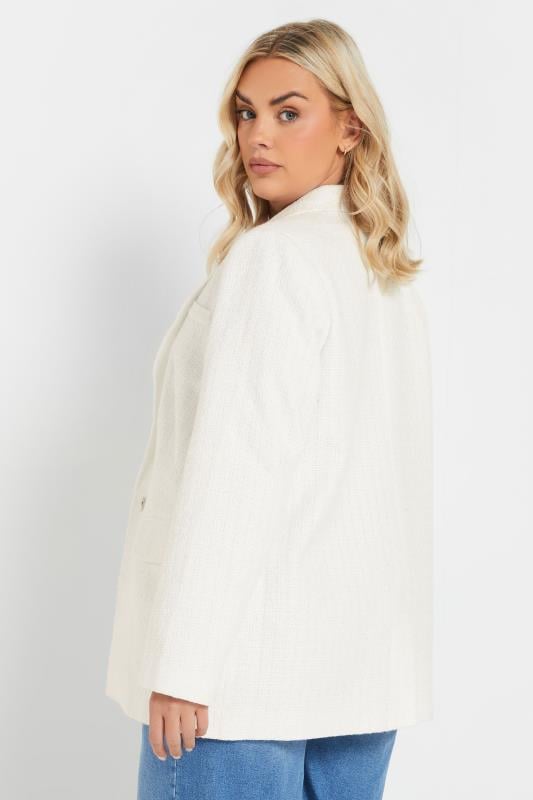Evans YOURS Curve Ivory White Boucle Blazer