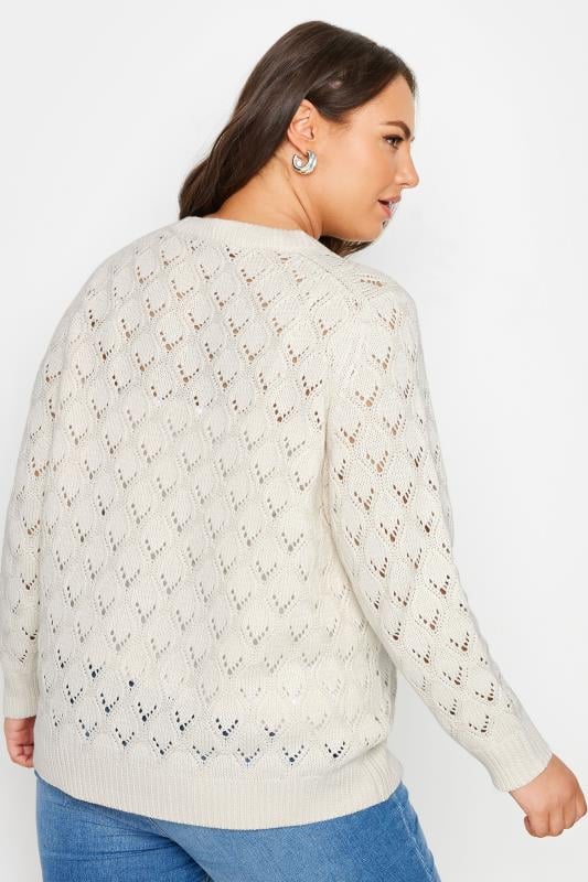 Evans YOURS Curve Ivory White Crochet Jumper