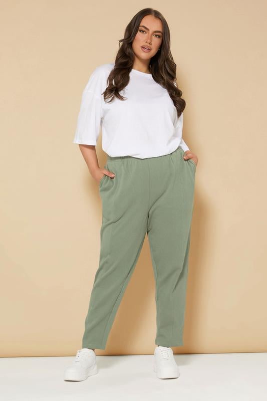 Evans YOURS Curve Khaki Green Barrel Joggers