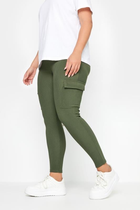 Evans YOURS Curve Khaki Green Cargo Leggings