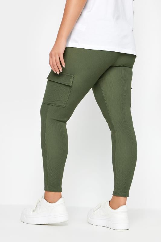 Evans YOURS Curve Khaki Green Cargo Leggings