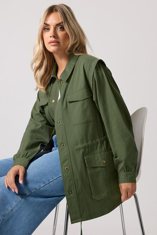 evans YOURS Curve Khaki Green Carpenter Jacket