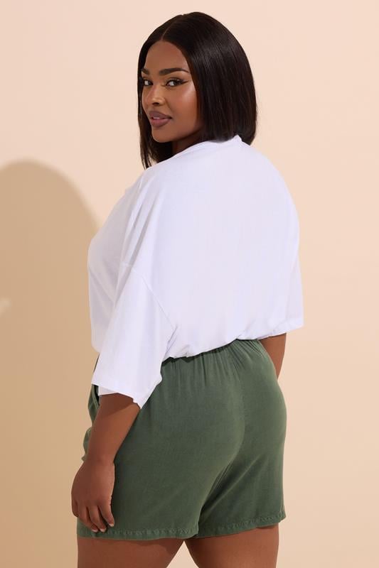 Evans YOURS Curve Khaki Green Chambray Shorts