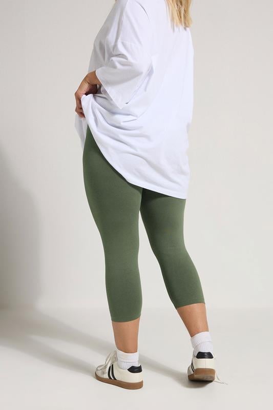 Evans YOURS Curve Khaki Green Cropped Leggings