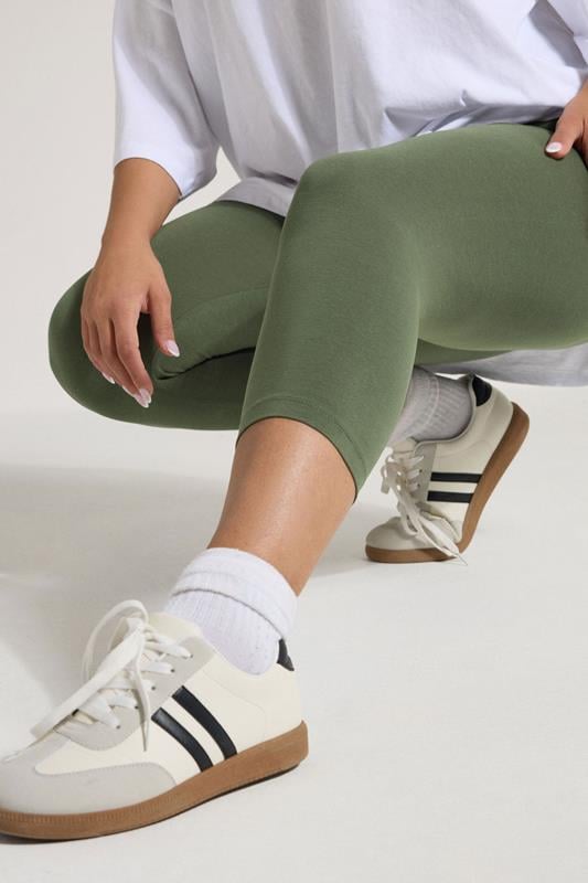 Evans YOURS Curve Khaki Green Cropped Leggings