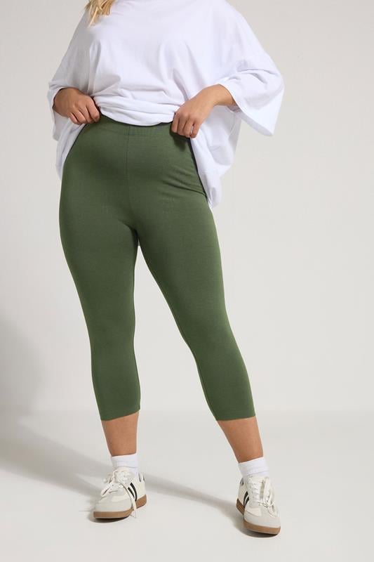 evans YOURS Curve Khaki Green Cropped Leggings