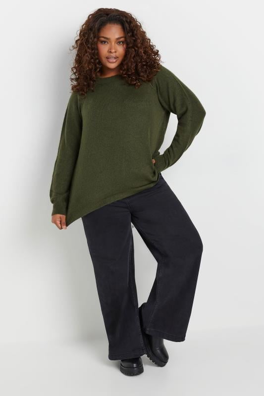 Evans YOURS Curve Khaki Green Knitted Jumper
