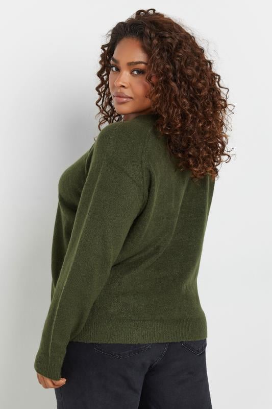Evans YOURS Curve Khaki Green Knitted Jumper
