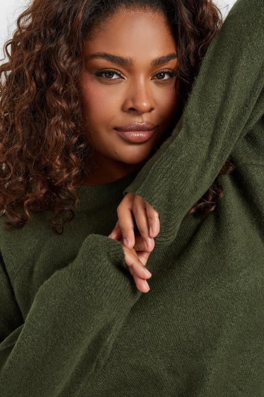 Evans YOURS Curve Khaki Green Knitted Jumper