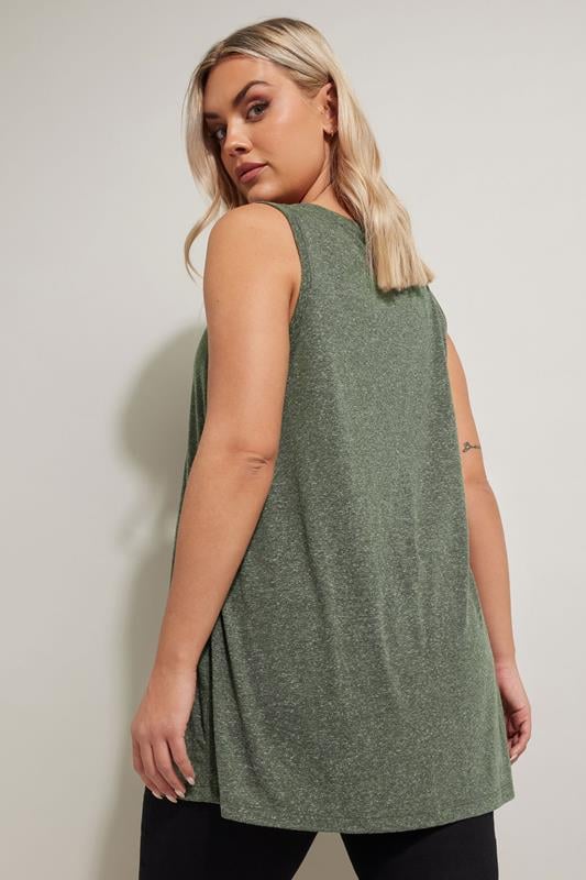 Evans YOURS Curve Khaki Green Linen Vest Top