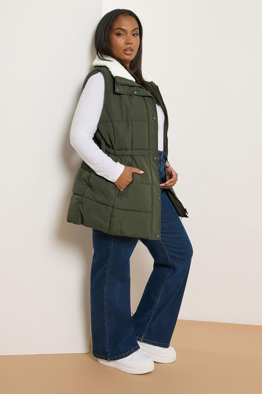 Evans YOURS Curve Khaki Green Padded Gilet