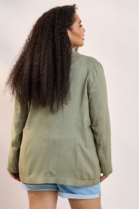 Evans YOURS Curve Khaki Green Relaxed Linen Blazer