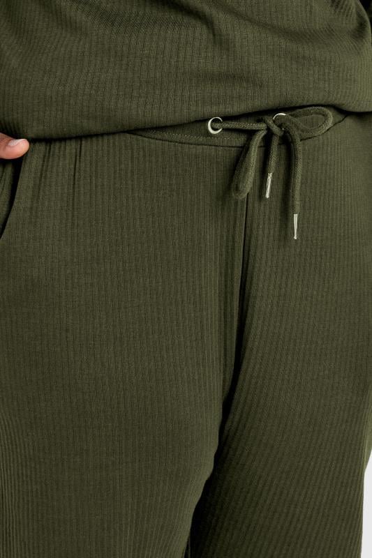 Evans YOURS Curve Khaki Green Ribbed Joggers