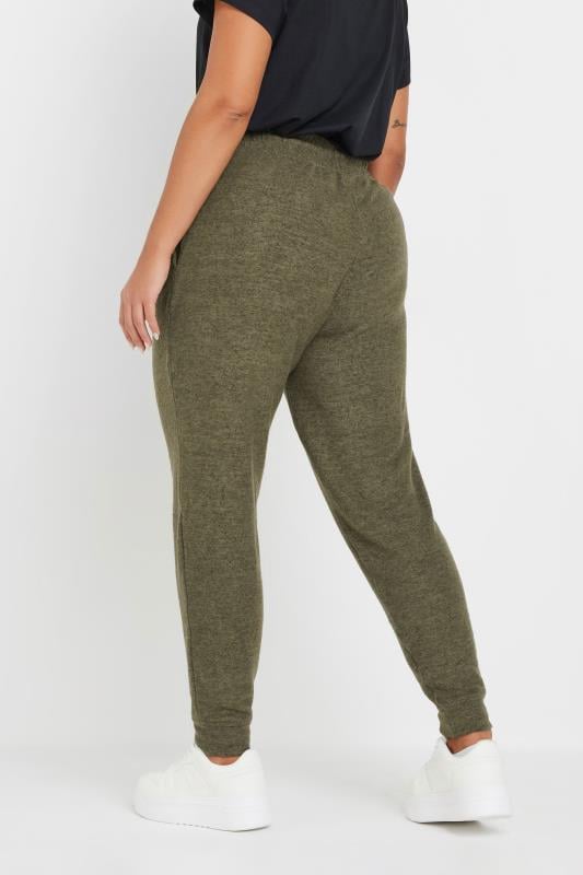 Evans YOURS Curve Khaki Green Soft Touch Joggers