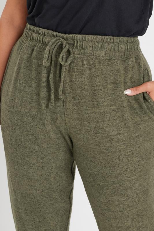 Evans YOURS Curve Khaki Green Soft Touch Joggers