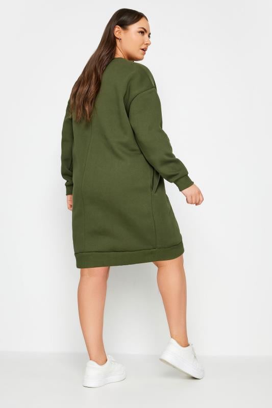 Evans YOURS Curve Khaki Green Sweatshirt Dress