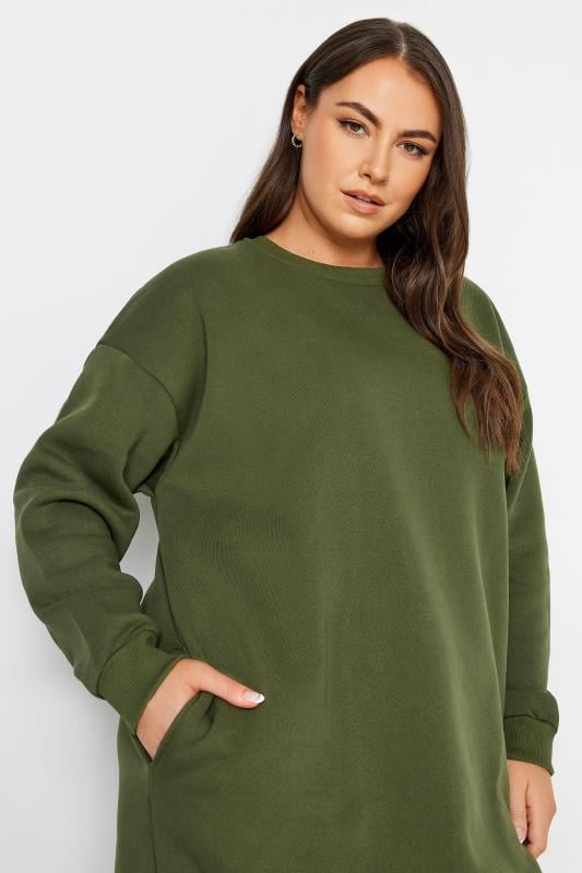 Evans YOURS Curve Khaki Green Sweatshirt Dress