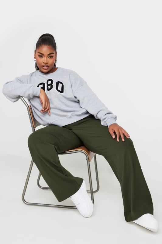 Evans YOURS Curve Khaki Green Wide Leg Yoga Pants