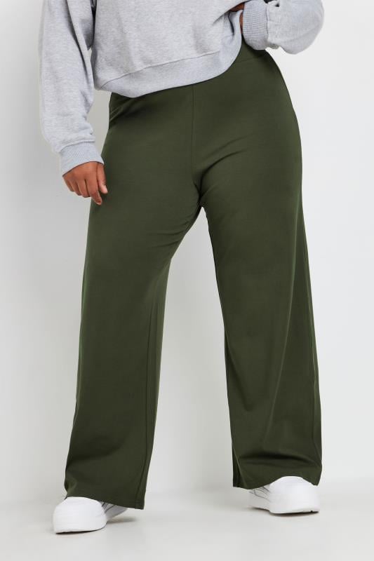 evans YOURS Curve Khaki Green Wide Leg Yoga Pants