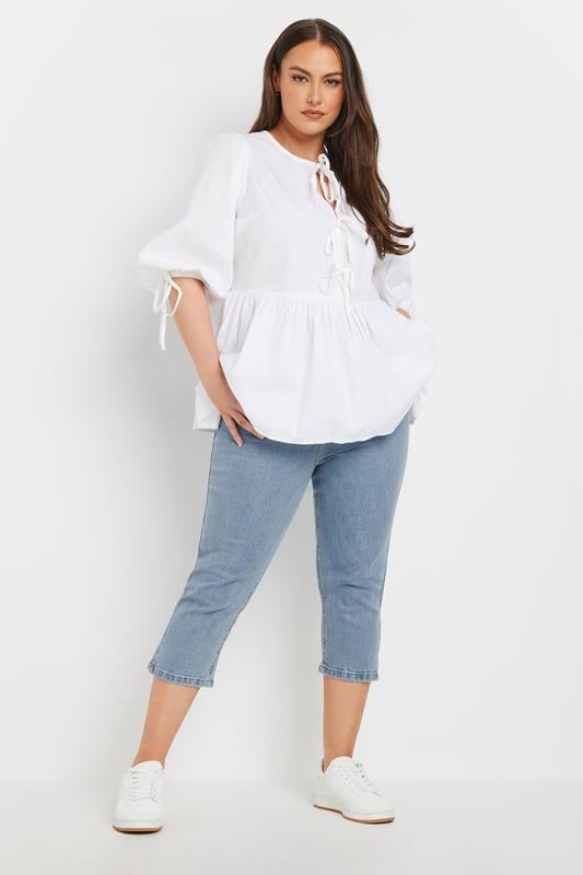 Evans YOURS Curve Light Blue Cropped AVA Jeans