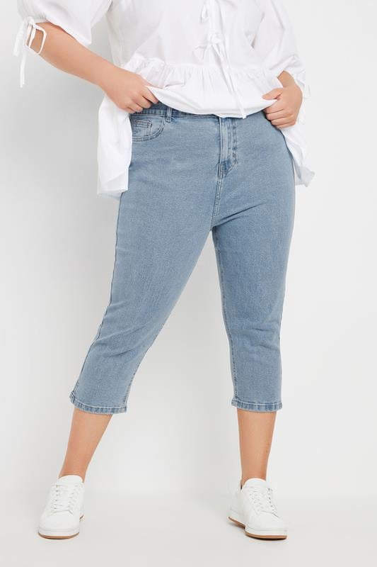 evans YOURS Curve Light Blue Cropped AVA Jeans