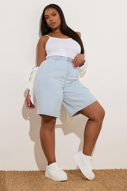 Evans YOURS Curve Light Blue Denim Bermuda Shorts