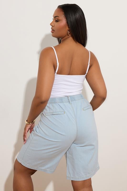 Evans YOURS Curve Light Blue Denim Bermuda Shorts