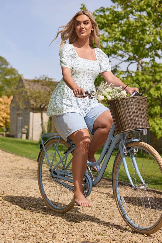 evans YOURS Curve Light Blue Denim Bermuda Shorts