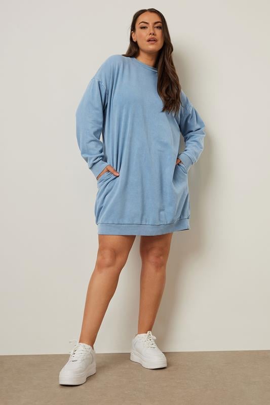 Evans YOURS Curve Light Blue Sweatshirt Dress