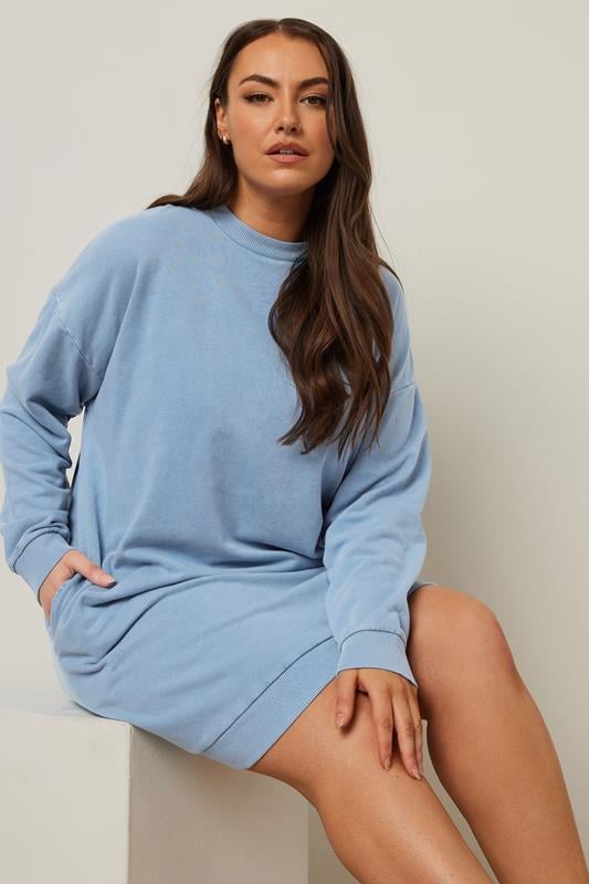 Evans YOURS Curve Light Blue Sweatshirt Dress