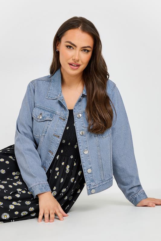 evans YOURS Curve Light Blue Wash Denim Jacket