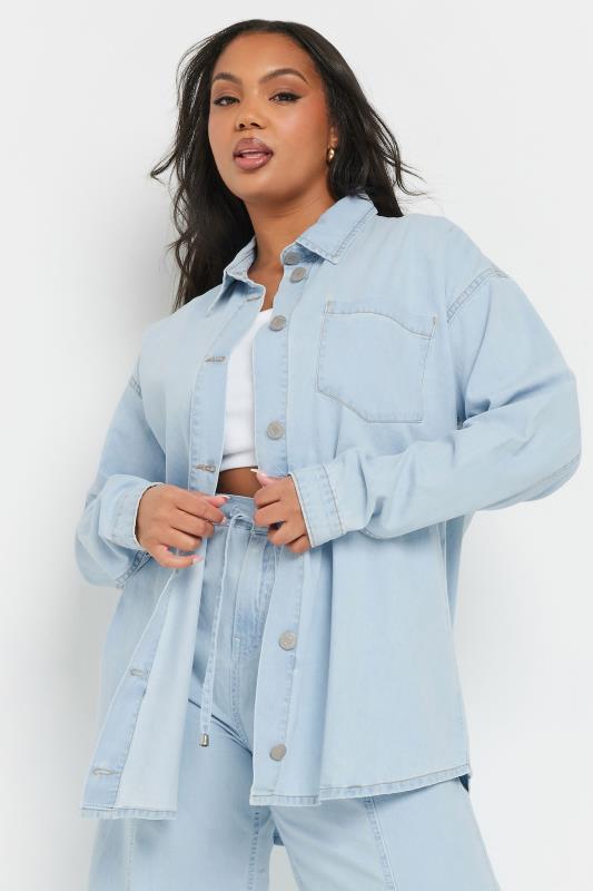 Evans YOURS Curve Light Blue Wash Denim Shirt