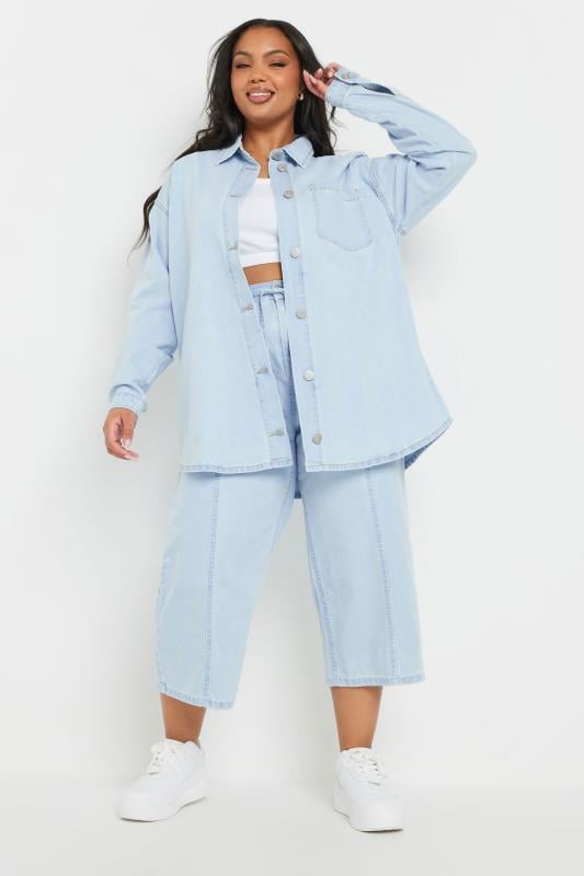Evans YOURS Curve Light Blue Wash Denim Shirt