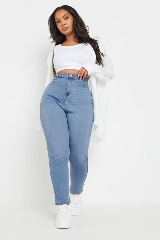 Evans YOURS Curve Light Blue Wash Mom Jeans