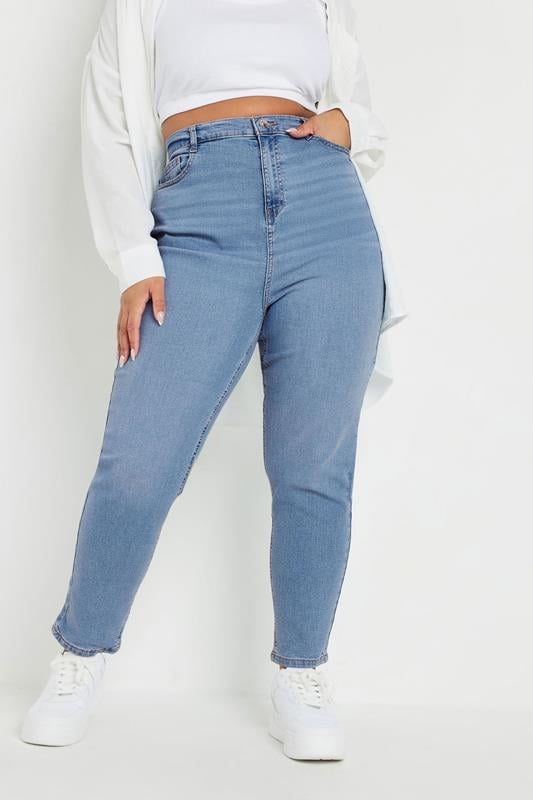 evans YOURS Curve Light Blue Wash Mom Jeans