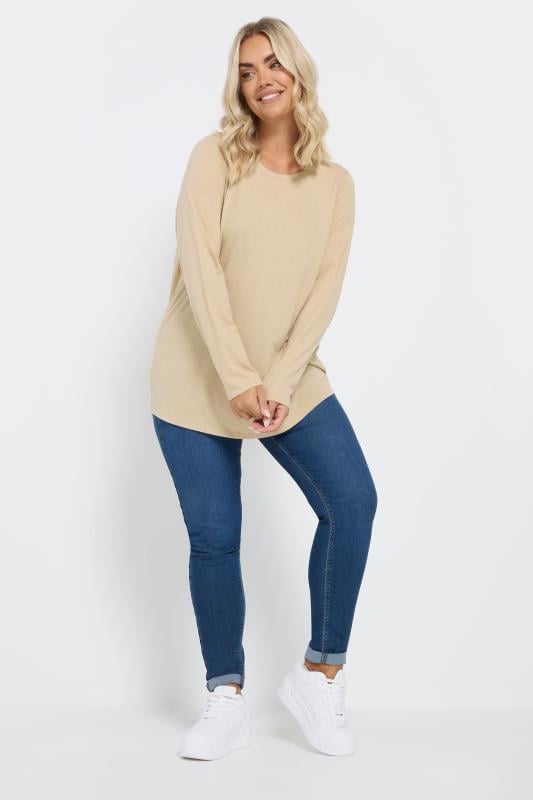 Evans YOURS Curve Light Brown Long Sleeve Top