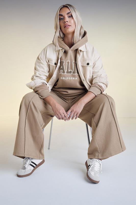 Evans YOURS Curve Light Brown Wide Leg Joggers