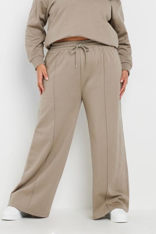 Evans YOURS Curve Light Brown Wide Leg Joggers