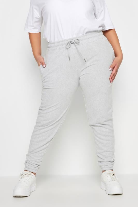 evans YOURS Curve Light Grey Elasticated Joggers