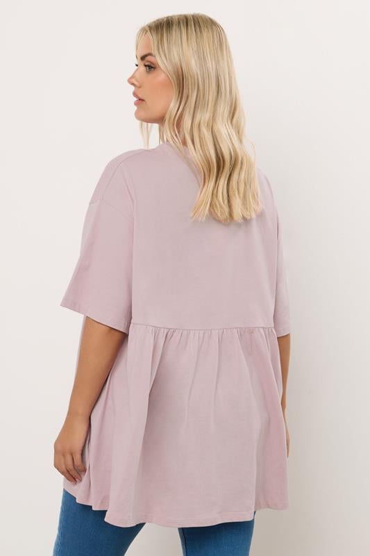 Evans YOURS Curve Light Pink Cotton Peplum Top