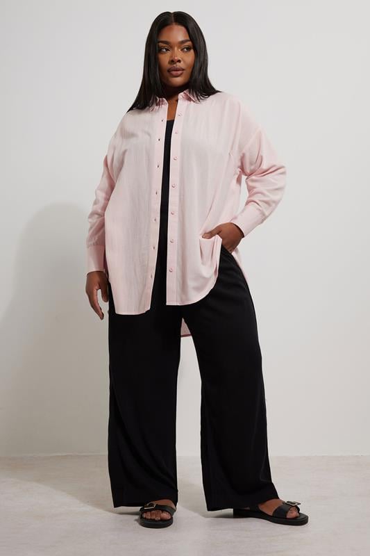 Evans YOURS Curve Light Pink Linen Shirt