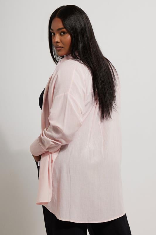 Evans YOURS Curve Light Pink Linen Shirt