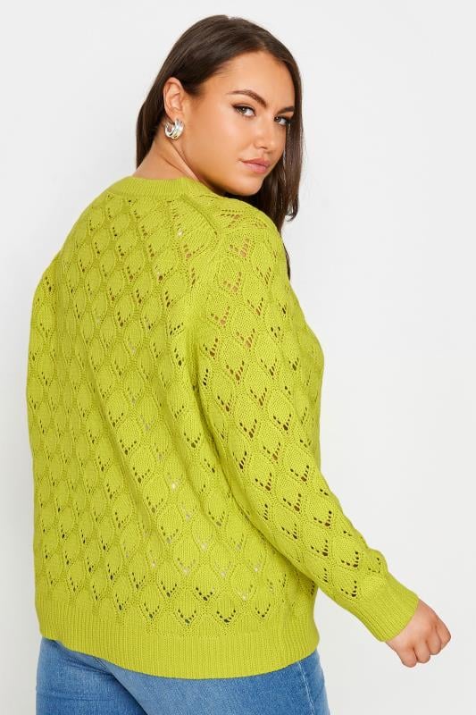 Evans YOURS Curve Lime Green Crochet Jumper