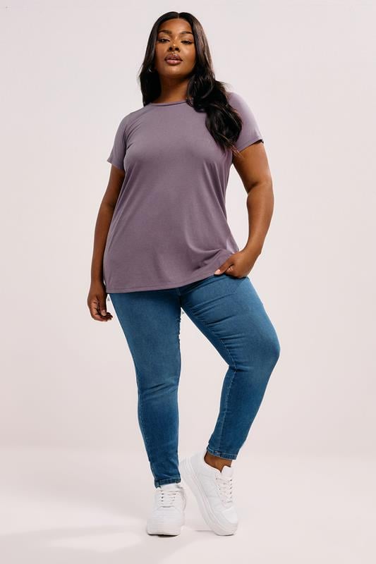 Evans YOURS Curve Mauve Purple Core T-Shirt