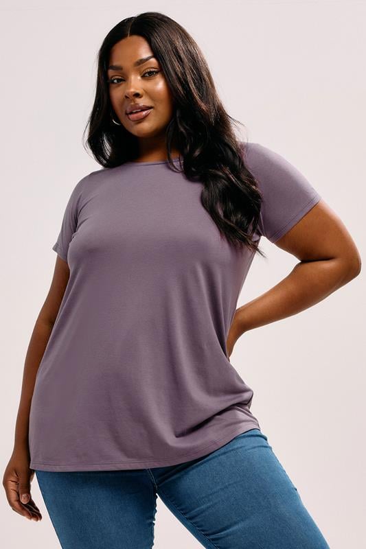 evans YOURS Curve Mauve Purple Core T-Shirt