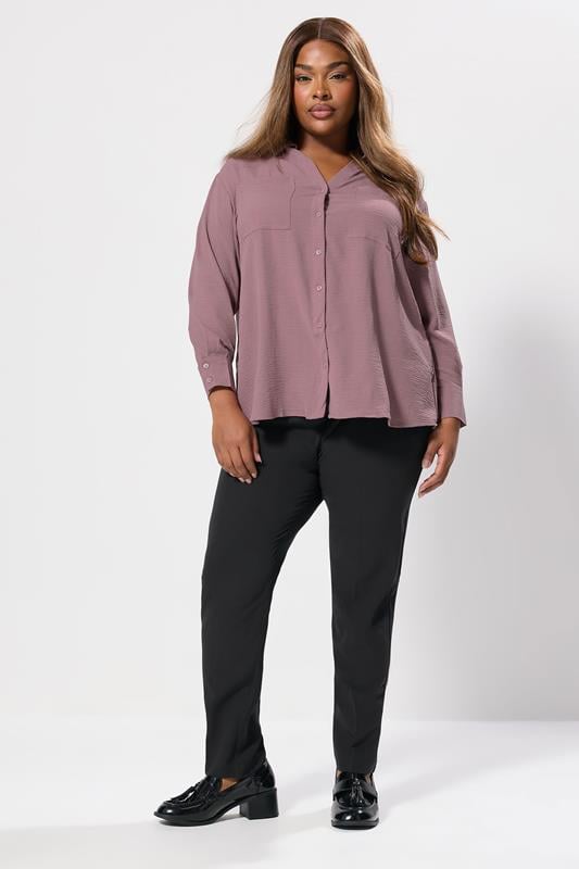 Evans YOURS Curve Mauve Purple Crinkle Blouse
